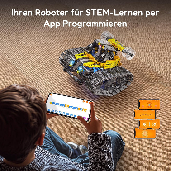 IKUPER Roboter Kinder für Jungen, 4-in-1 Roboter Programmierbar mit App & Fernsteuerung, Technik Rob