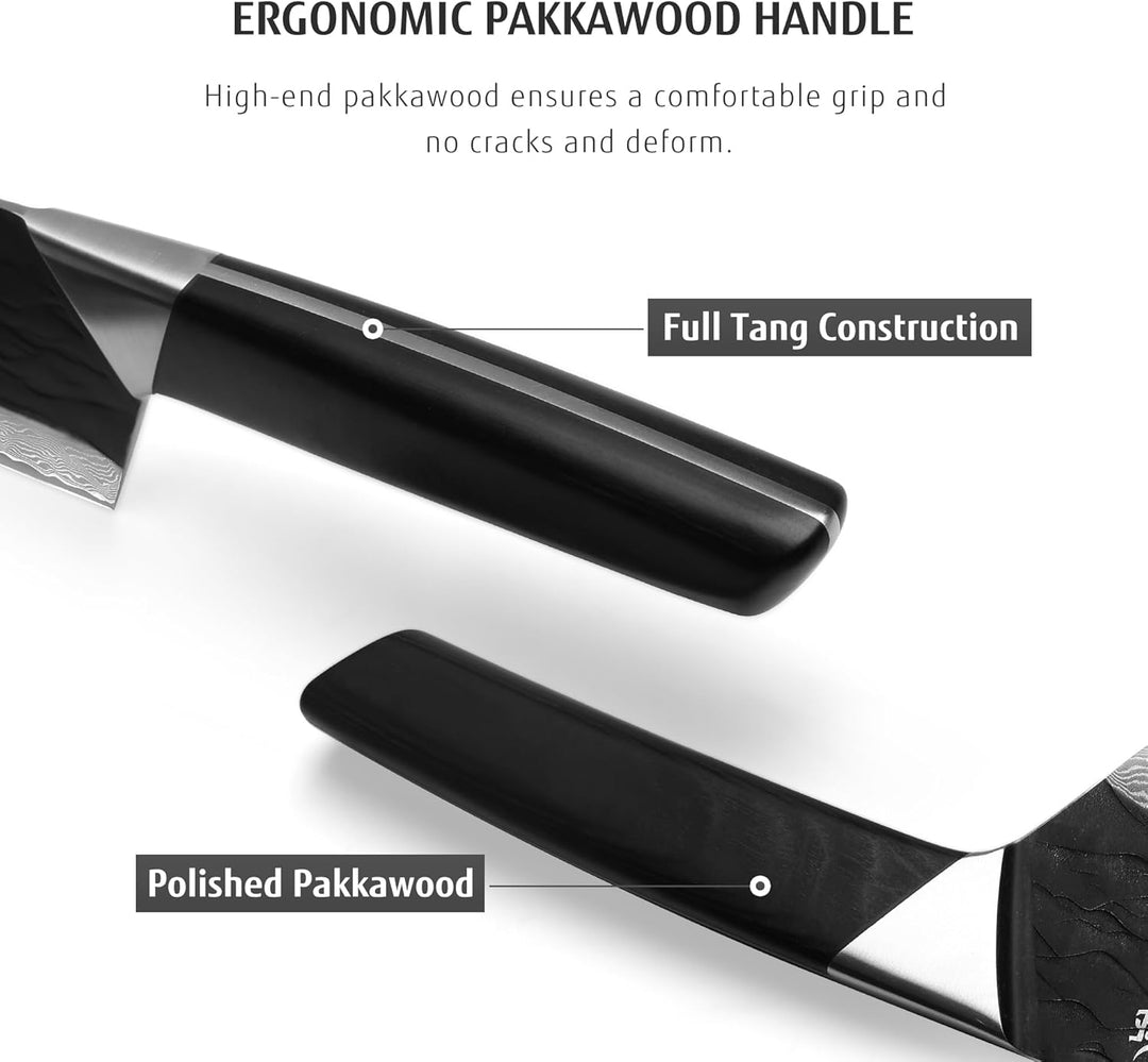 2 tlg Damastmesser Set, 17,8 cm Bunka Messer und 12,7 cm Allzweckmesser, 67 Lagen Damaszener Stahl g