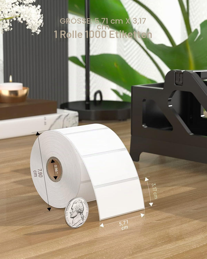 MUNBYN 57x32mm Thermodirekt-Etiketten, Selbstklebend Adressaufkleber, BPA&BPS Freies Quadratisches E