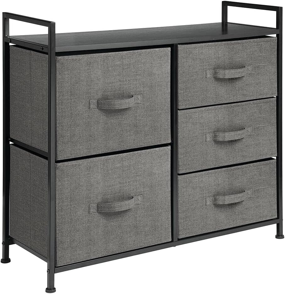 mDesign Kommode aus Stoff – schmaler Schrank Organizer mit 5 Schubladen – praktisches Aufbewahrungss