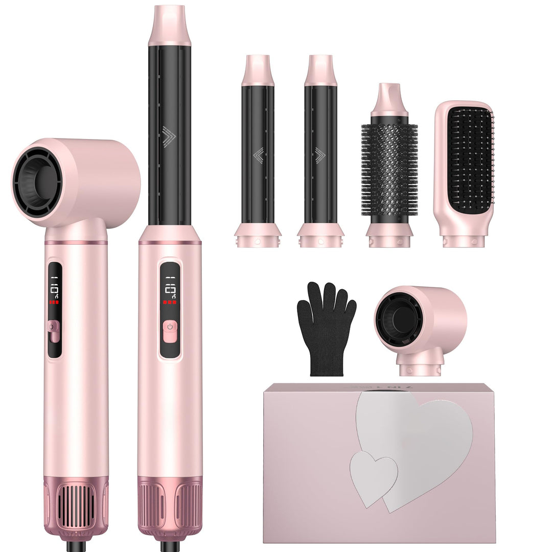 MogaWave Hair styler 5 in 1 Airbrush Haarstyler Air Styler mit LCD-Bildschirm und Temperaturanzeige