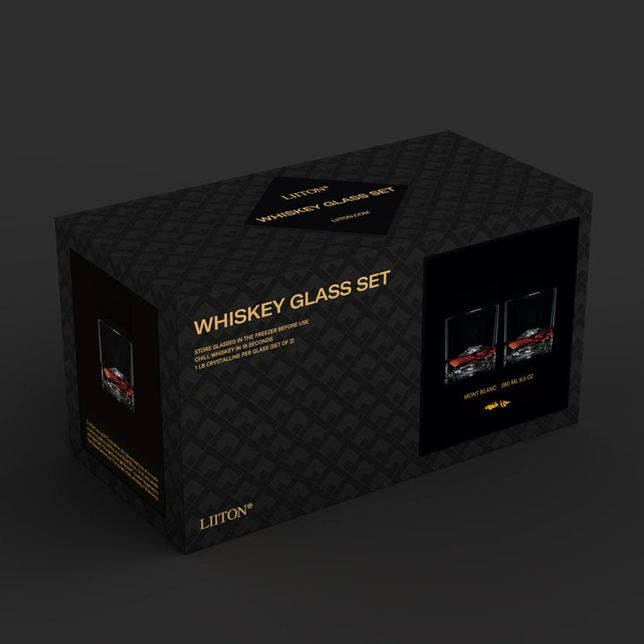 LIITON Exklusiv Whisky Gläser Set Mont Blanc 2-teilig aus Kristallglas, Tumblergläser, Geschenke für
