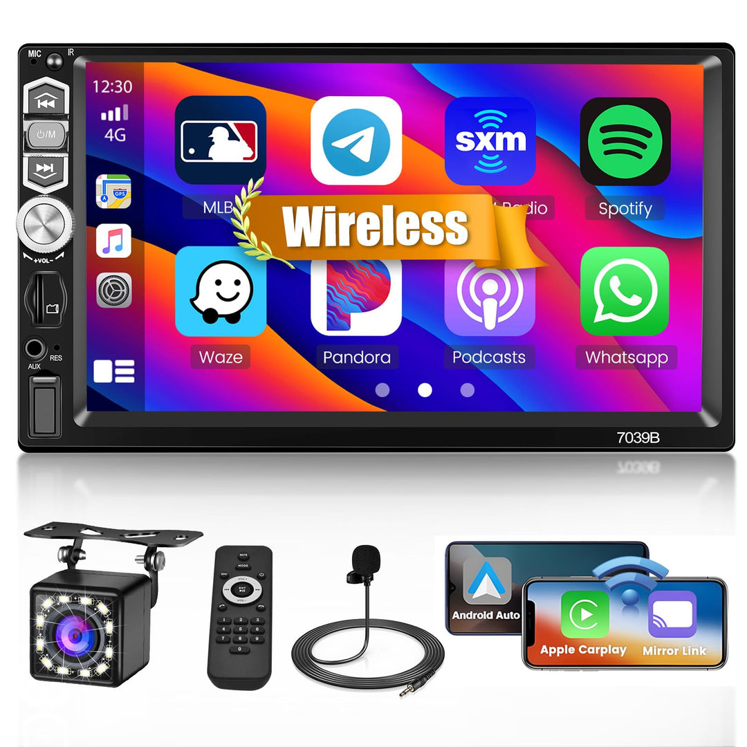 Hikity Autoradio 1 Din mit Wireless CarPlay & Wireless Android Auto, 7 Zoll Auto Radio Touch Display