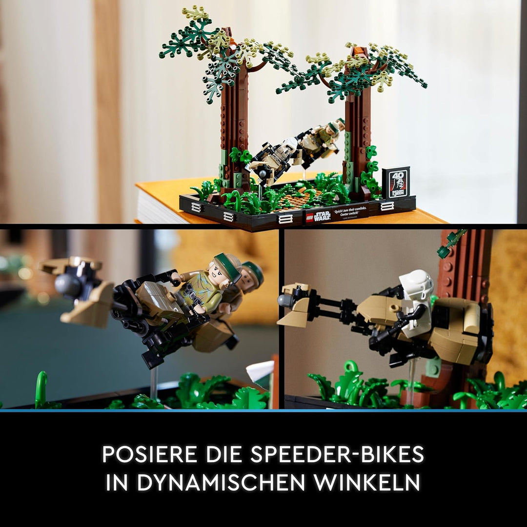 LEGO 75353 Star Wars Verfolgungsjagd auf Endor – Diorama Set, Rückkehr der Jedi-Ritter mit Luke Skyw