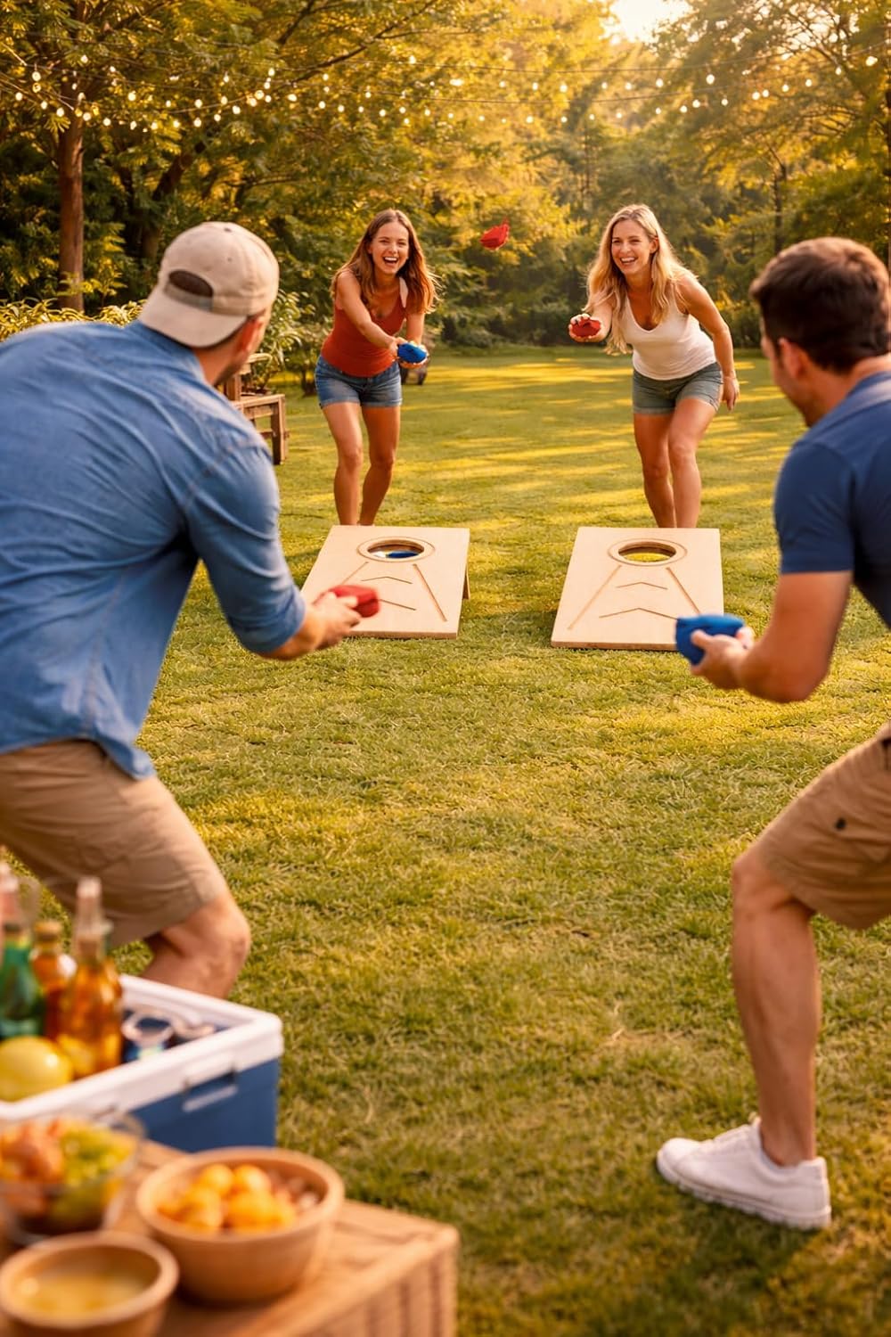 Cornhole Wurfspiel für Outdoor & Indoor – Party- & Strandspiel, Bean Bag Toss/Sackloch Spiel inkl. W