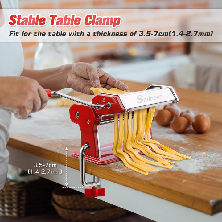 Sailnovo Nudelmaschine Pasta Maker 180 Aluminiumlegierung mit 9 Einstellbaren Stärkeeinstellungen un