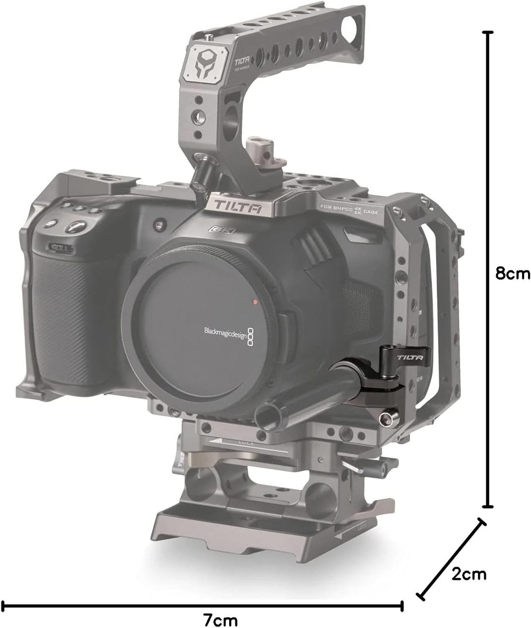 Tilta 15 mm seitlicher Einzelstangenhalter für Tilta Bmpcc 4K Kamerakäfig TA-SRA-15-G