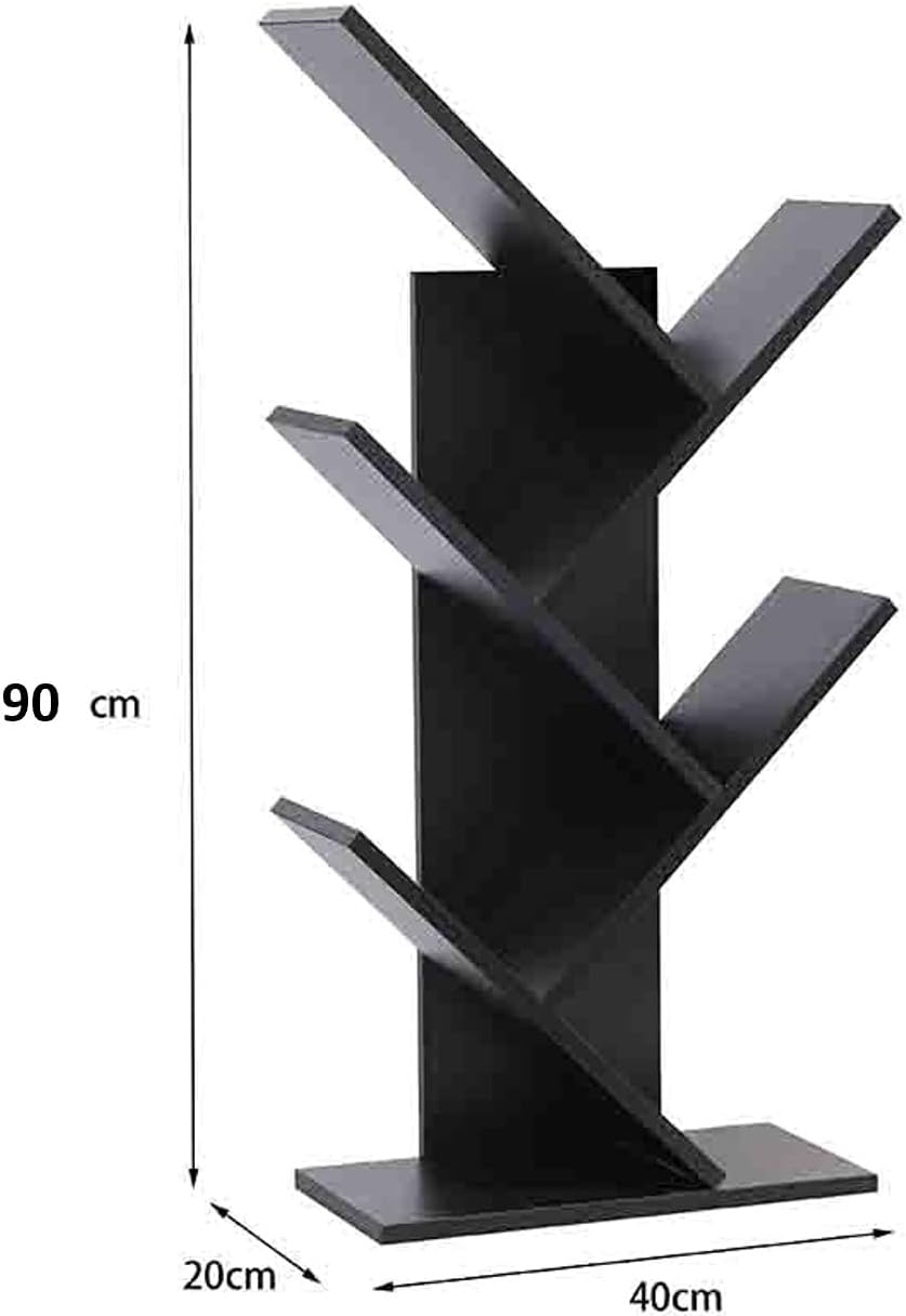Etnicart Modernes Bücherregal mit Baum freistehend Bücherregal CD Holz MDF Regale Nachttisch 40x20x7
