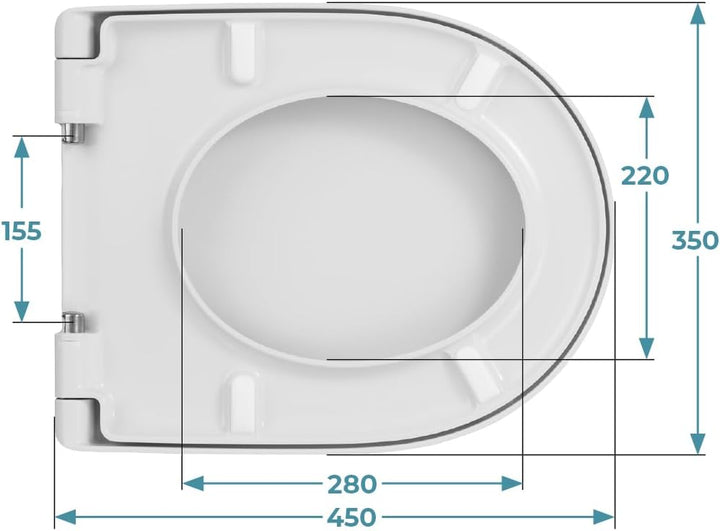 Calmwaters® Antibakterieller WC Sitz für Keramag iCon 204000 & 204060, D-Form mit rostbeständigen Ku