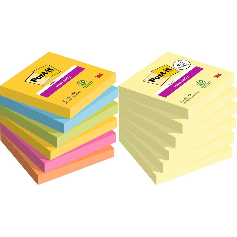 Post-it Super Sticky Notes Carnival Collection & Super Sticky Notes Kanariengelb Carnival Bundle mit