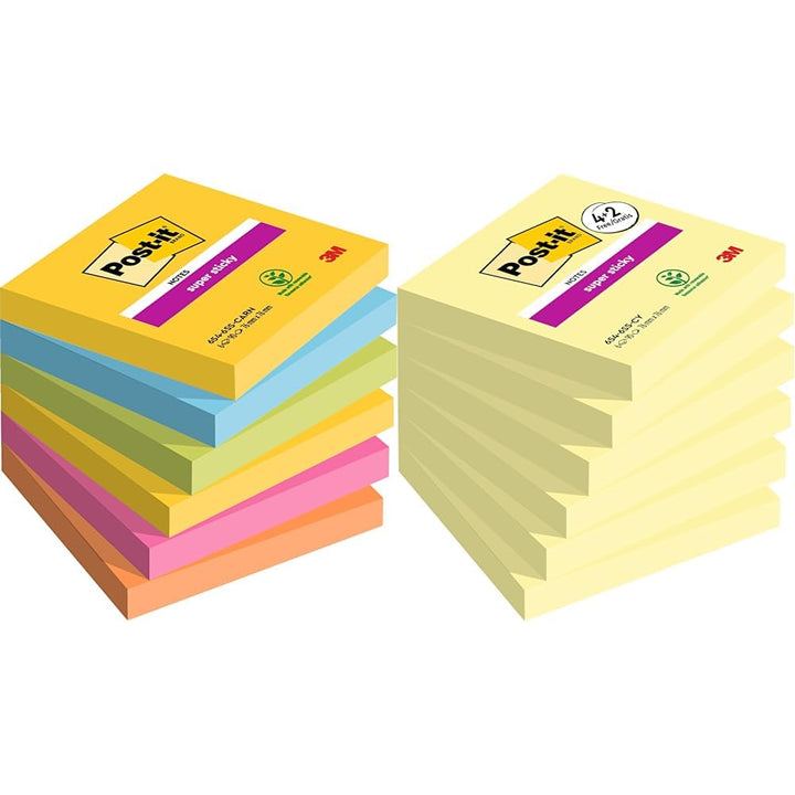Post-it Super Sticky Notes Carnival Collection & Super Sticky Notes Kanariengelb Carnival Bundle mit
