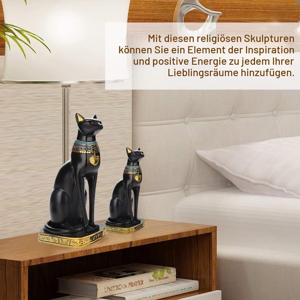 Tomotato Ägyptische Katze Statue, Harz Katze Figur Handgefertigte Katzenskulptur Dekoration Zimmer H