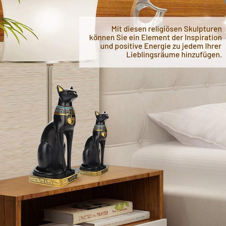 Tomotato Ägyptische Katze Statue, Harz Katze Figur Handgefertigte Katzenskulptur Dekoration Zimmer H