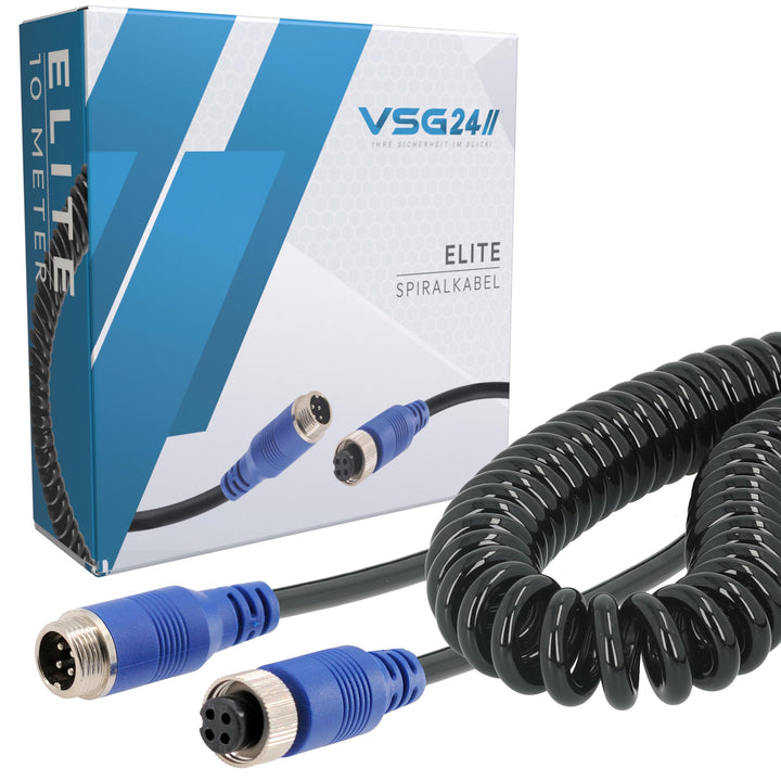 VSG24 Spiral Verlängerungskabel Elite für Rückfahrkamera & Rückfahrsysteme universell KFZ Kamera Kab