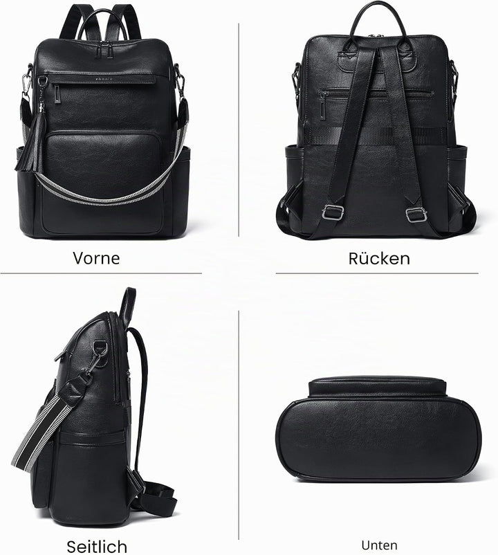Shrrie rucksack damen elegant geeignet für 15,6Zoll-Notebooks Langlebig wasserdicht Damen aus Leder