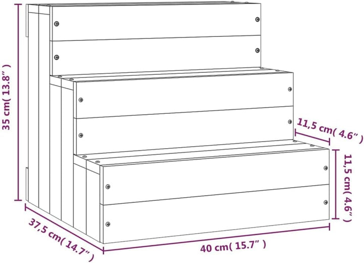 vidaXL Haustiertreppe, Hundetreppe mit Holzrahmen, Katzentreppe mit 3 Stufen, Aufstiegshilfe Treppe