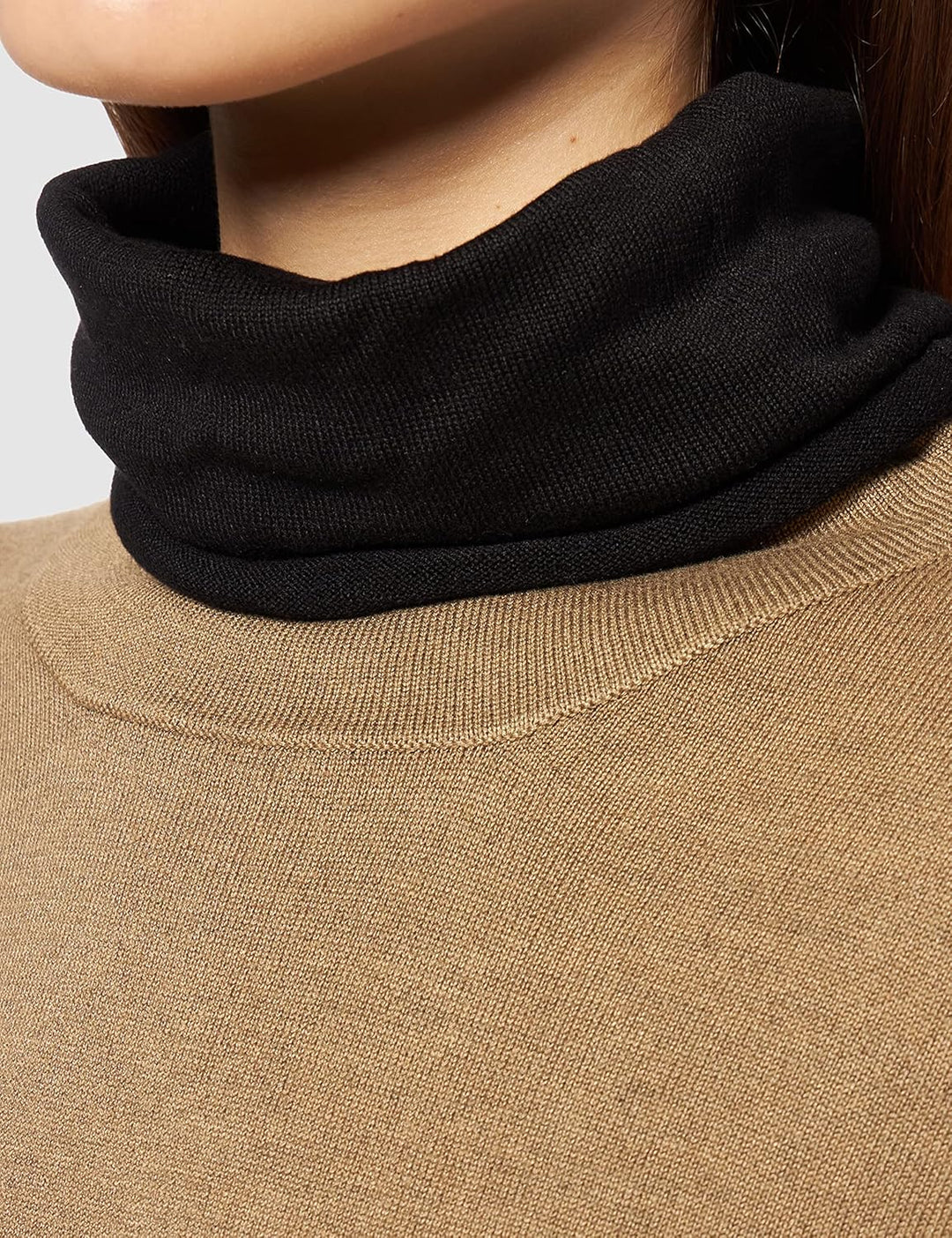 Timezone Damen Double Layer Turtleneck Pullover S Caramel Beige Melange, S Caramel Beige Melange