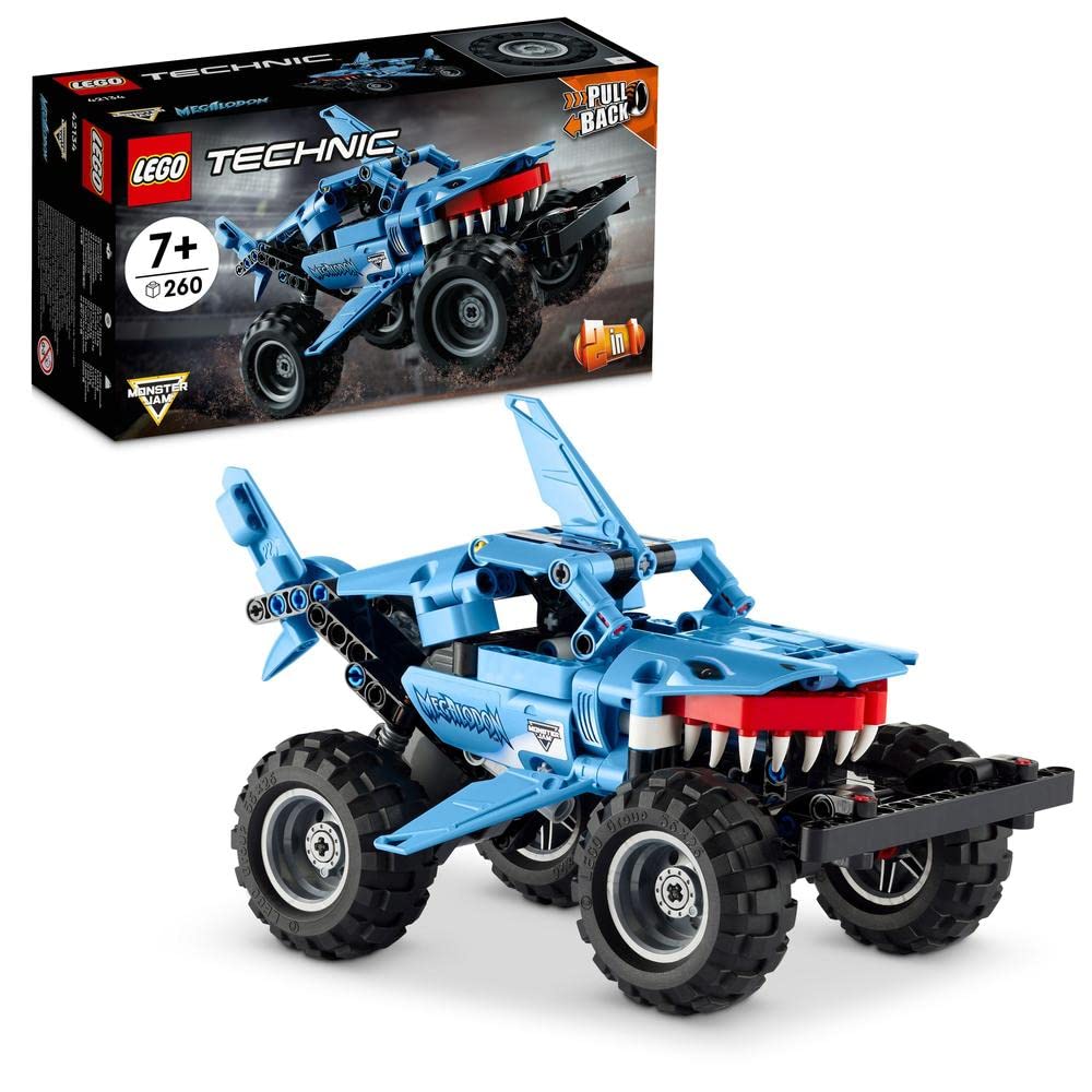 LEGO 42134 Technic Monster Jam Megalodon Modellbausatz, 2in1 Monster Truck im Hai-Design, Spielzeug-