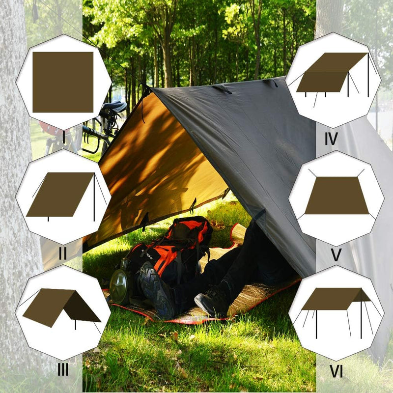 Zeltplane Tarp für Hängematte Regenschutz Sonnensegel für Ourdoor Camping Wasserdicht Anti-UV Brau 3