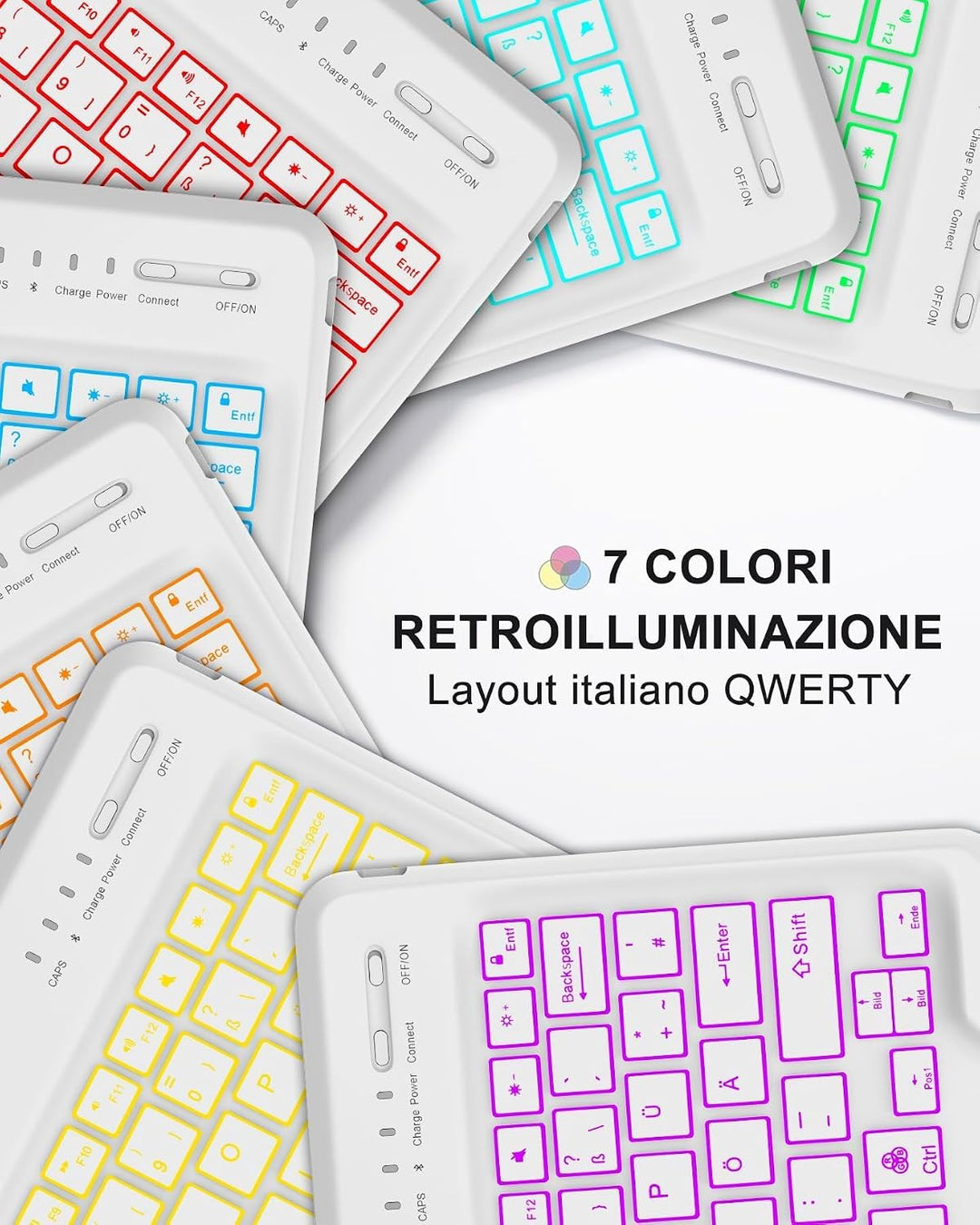 Für Tab S10 FE+ 13.1" Tastaturhülle mit Beleuchtung QWERTZ | Tastatur Hülle für Samsung Galaxy Tab S