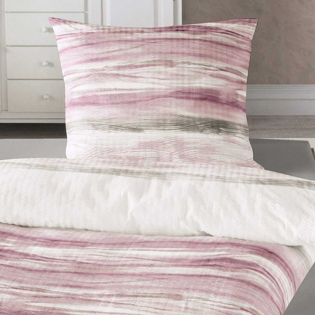 Traumschlaf Seersucker Bettwäsche Wellen rosa 1 Bettbezug 240 x 220 cm + 2 Kissenbezüge 80 x 80 cm,