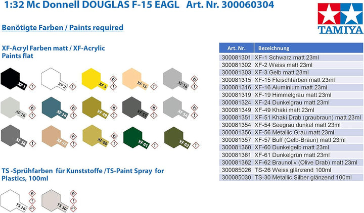 Tamiya 300060304-1:32 Mc Donnell Douglas F-15 EAGL Düsenjäger