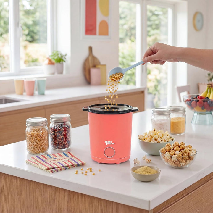 Giles & Posner Funfair Popcorn Maker – Elektrischer Popcornbereiter, 2-in-1-Deckel & Servierschale,