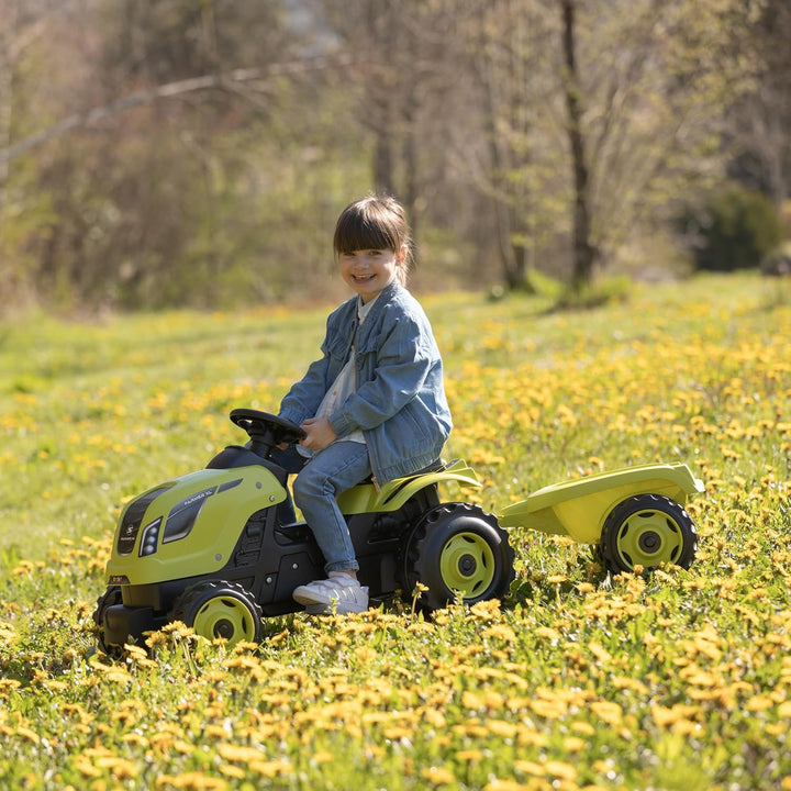 Smoby - Traktor Farmer XL Grün + Anhänger - Trettraktor für Kinder - Verstellbarer Sitz - Lenkrad mi
