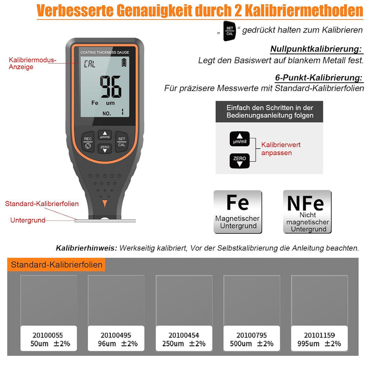 Schichtdickenmessgerät für Auto, Digitales Lackdickenmessgerät für Auto Beschichtungstiefenprüfer mi