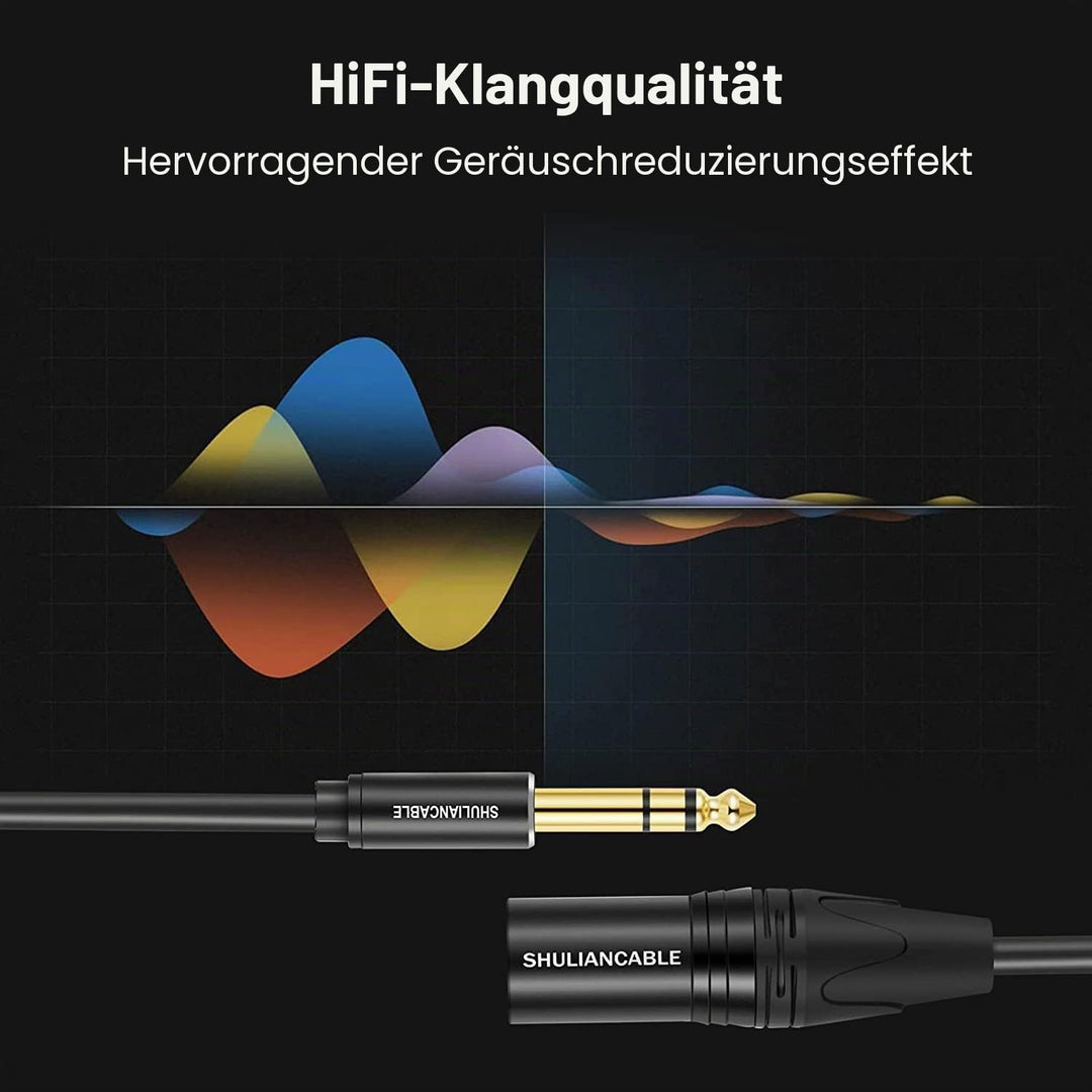 SHULIANCABLE XLR auf Klinke 6,35 mm, 3-pol XLR Kabel Verbindungskabel Patchkabel Stecker auf Stecker