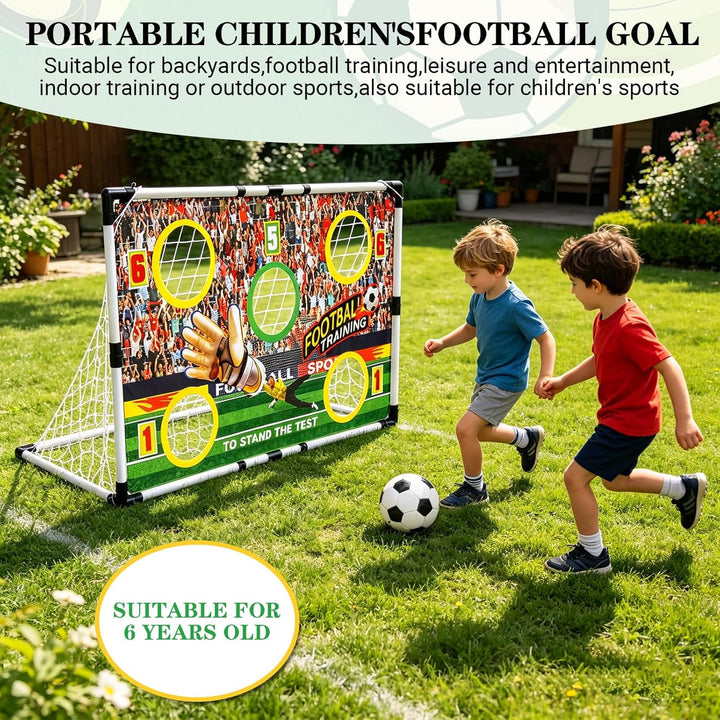 2-in-1 Fussballtor für Kinder, 120 * 78cm, Tragbares &amp; Stabiles Fussballtore mit 5 Zielbereichen fus