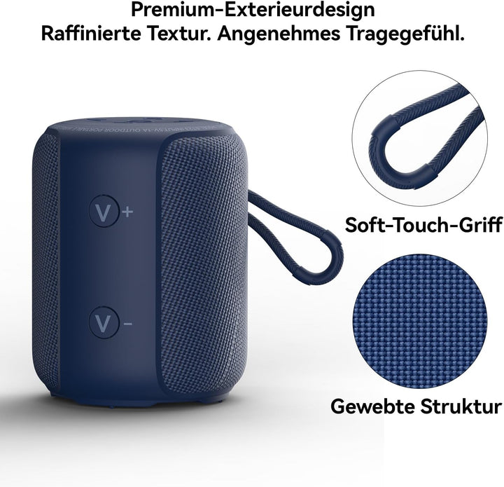 Bobtot Tragbarer Bluetooth-Lautsprecher, 5W IPX6, Blau, Blau