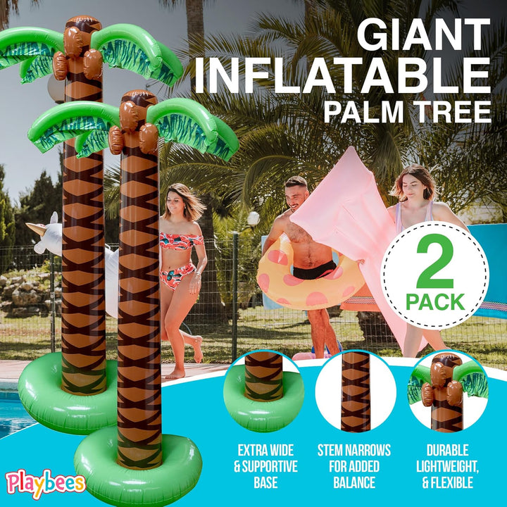 Playbees Riesige aufblasbare Palmen – 2 Stück – 1,8 m, super stabile künstliche Bäume für Luau-Party