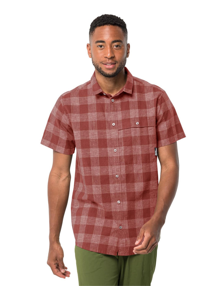 Jack Wolfskin Herren Highlands M Shirt Shortsleeve M Barn Red, M Barn Red