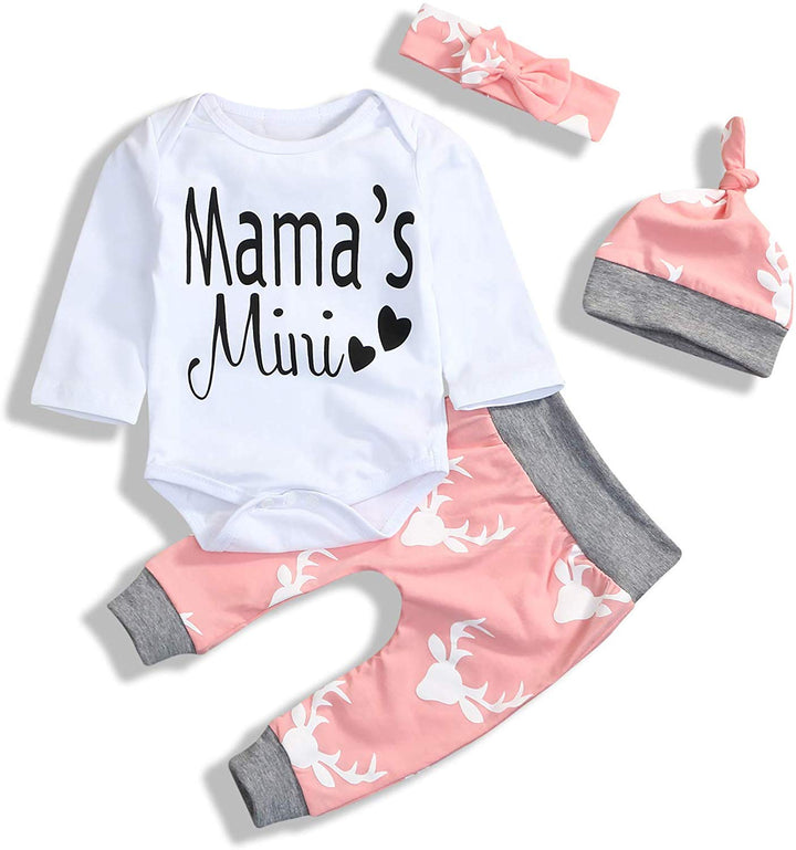 Juflam Neugeborene Baby Mädchen Kleidung Mama Sprüche Mama Mini Strampler Top Hose Outfit Set mit St