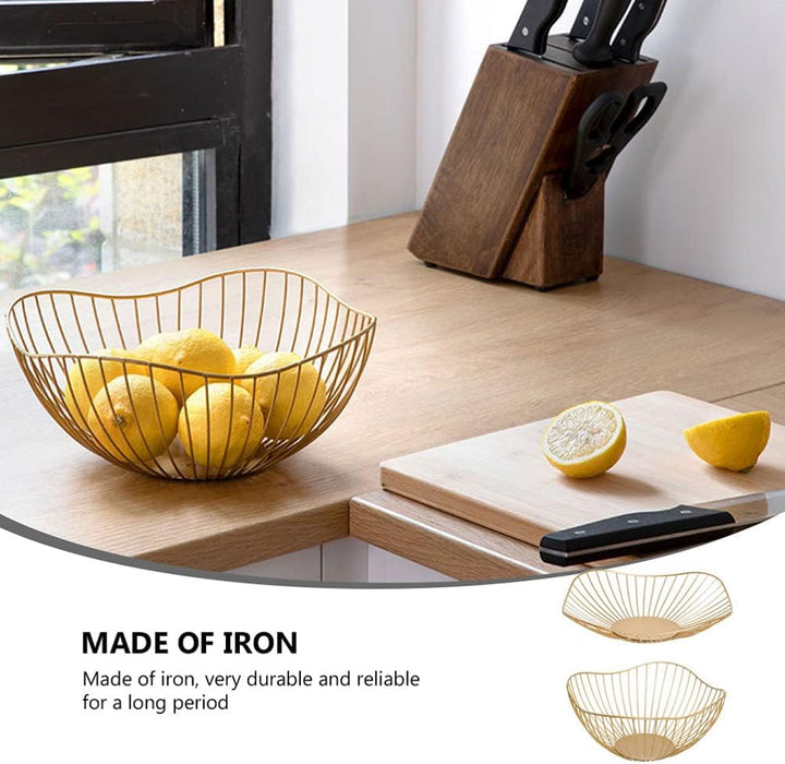 BESTonZON Kischkorb Obstkorb Metall Obstschale 2 Stücke Eisen Kunst Korb Golden Gemüsekorb Arbeitspl