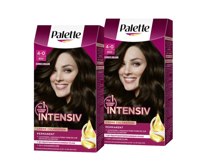 Palette Intensiv Creme Coloration 4-0/800 Dunkelbraun (2 x 115 ml), permanente Haarfarbe für leuchte