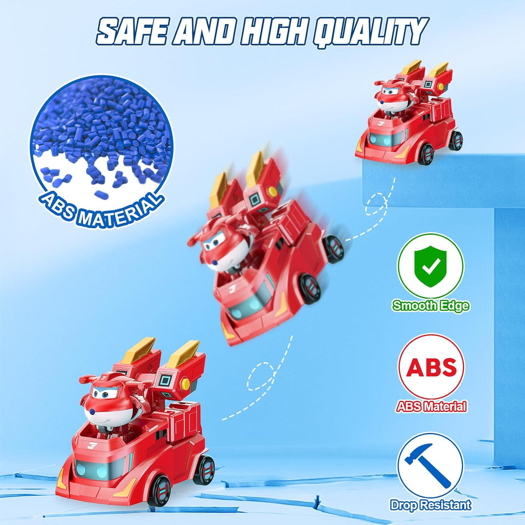 Super Wings Verwandlungsfähiges Spielzeug Roboter Jett, 17 cm gross, 2-in-1 Verwandlungsroboter und