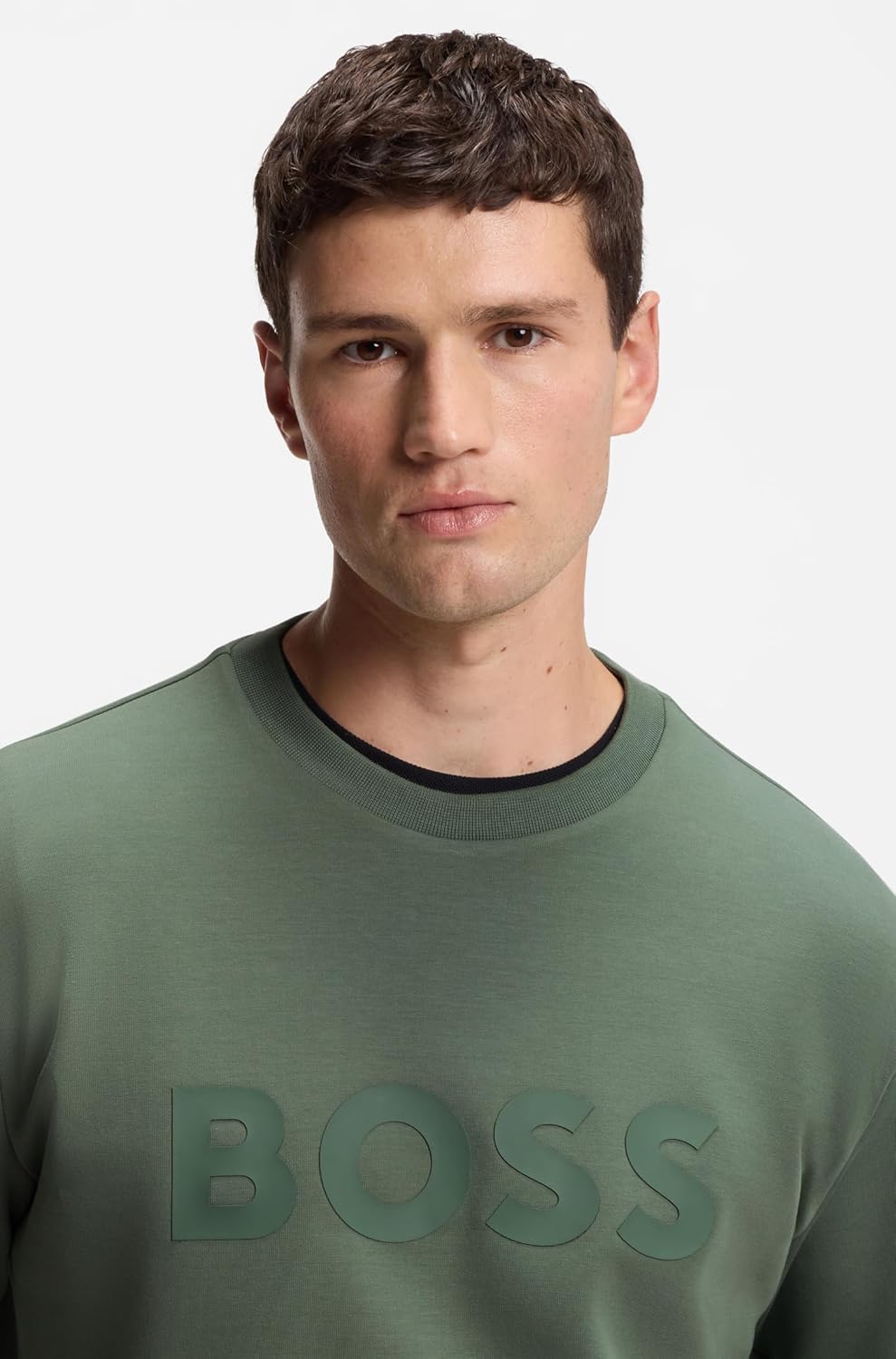 BOSS Herren Salbo Sweatshirt aus Stretch-Baumwolle mit Logo im Sandwich-Stil XS Open Green, XS Open