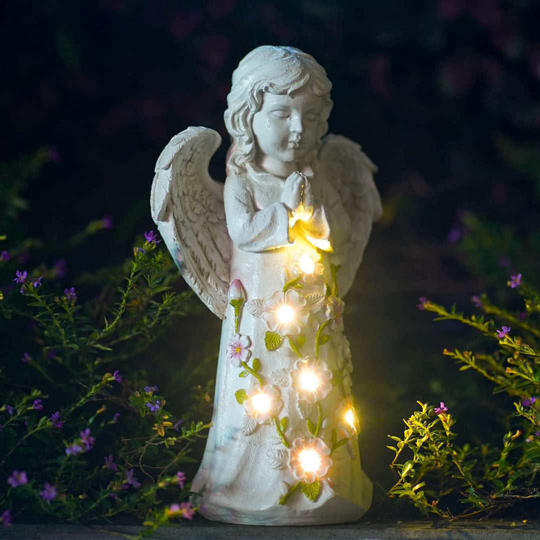 Yeomoo Fairy Engel Figur Gartendeko Solar Gartenfiguren für Aussen,mit 6 LED Solarleuchten, wasserdi