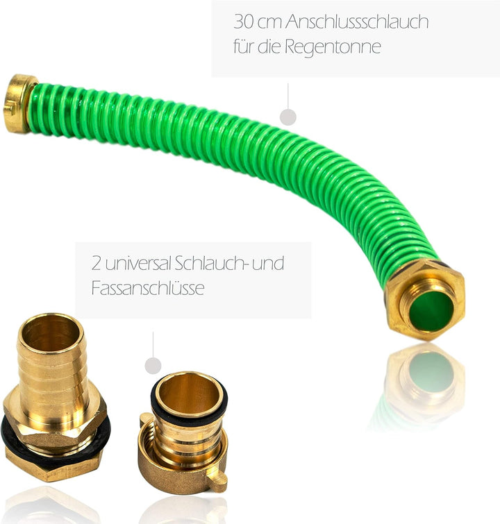 Zink Regenwassersammler 100 mm mit Schlauch- und Fassanschluss für das Fallrohr, Titanzink Regensamm