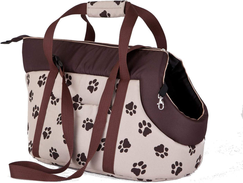 Hobbydog TORBWL4 Tragetasche für Hunde und Katzen, 27 x 25 x 43 cm, Biege mit Pfoten