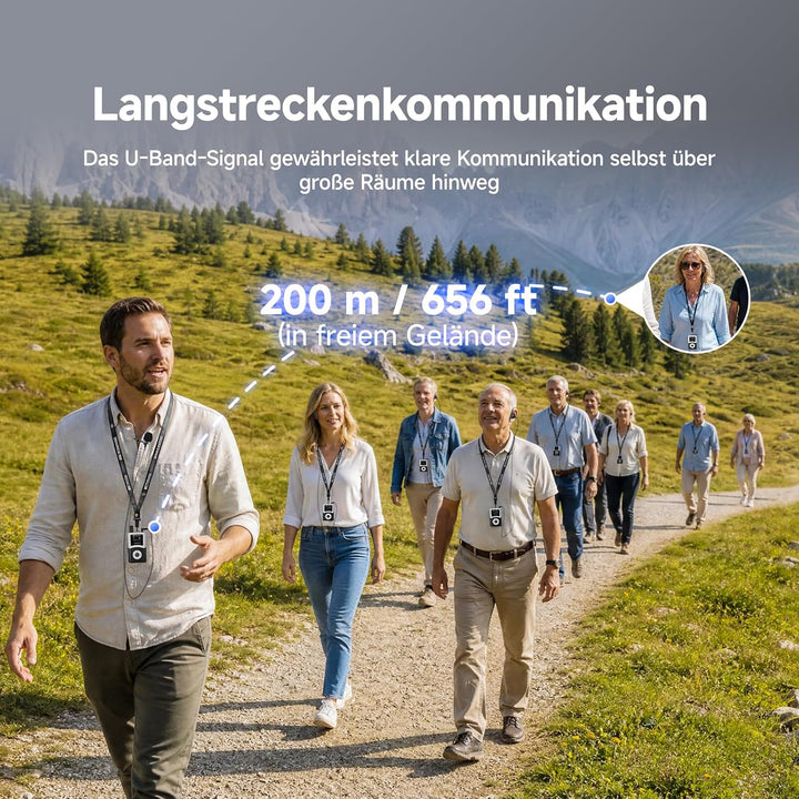 Retekess T130U Audio Tour Guide System Set, Reiseleitersystem(1-15) | 200 m, 40 Stunden, 16 USB Lade