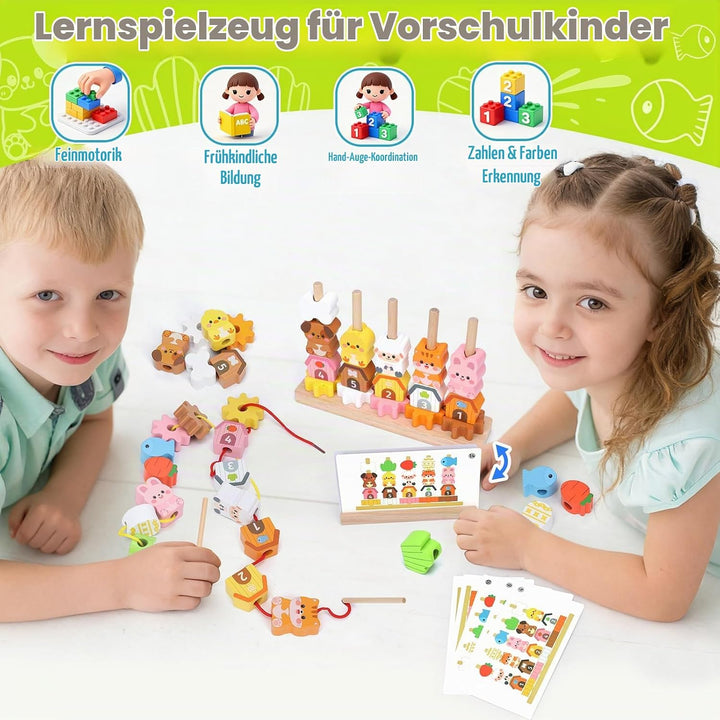 Montessori Spielzeug ab 2 3 4 Jahre: Geschenk Mädchen 2-5 Jahre Junge Holzspielzeug Fädelspiel Baust