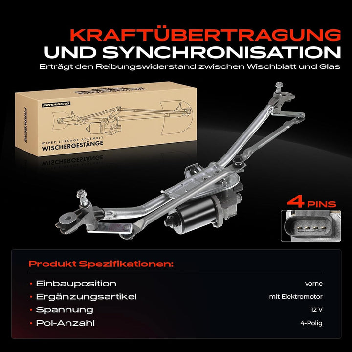 Frankberg Wischergestänge mit Wischermotor Vorne für A6 A6 Avant 4B 4B2 4B5 C5 1997-2005 8D1955326B
