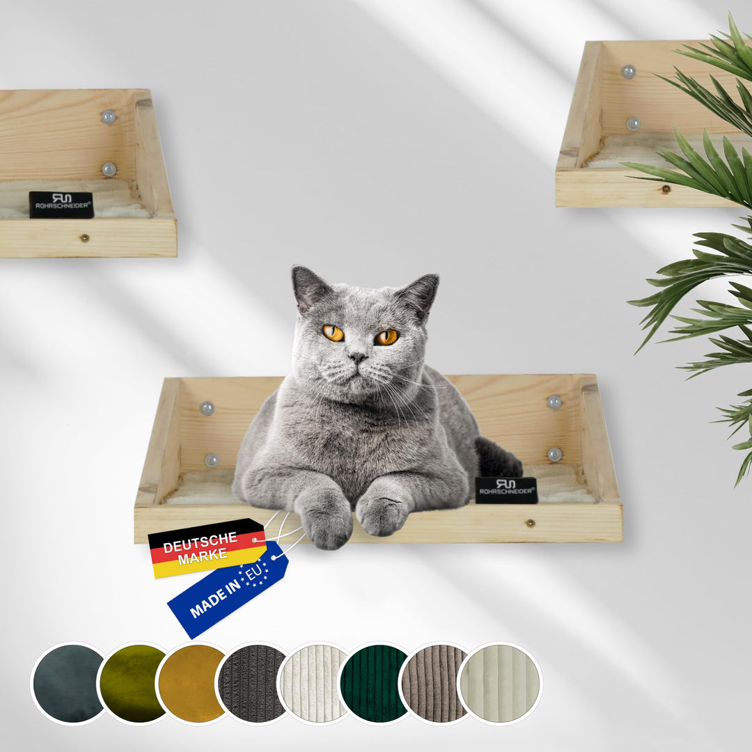 Rohrschneider Katzenbett Wand | Made in EU | Kletterwand Katzen | aus Kiefernholz | belastbar bis 30