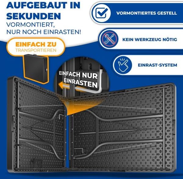 KESSER® Buffettisch Tisch klappbar Kunststoff 220x68 cm Campingtisch Partytisch Klapptisch Gartentis