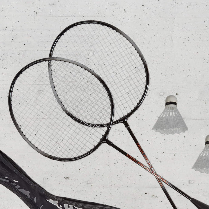 Relaxdays 2 x Badmintonset, 4 Badmintonschläger & 4 Bälle, Federballschläger für Kinder und Erwachse