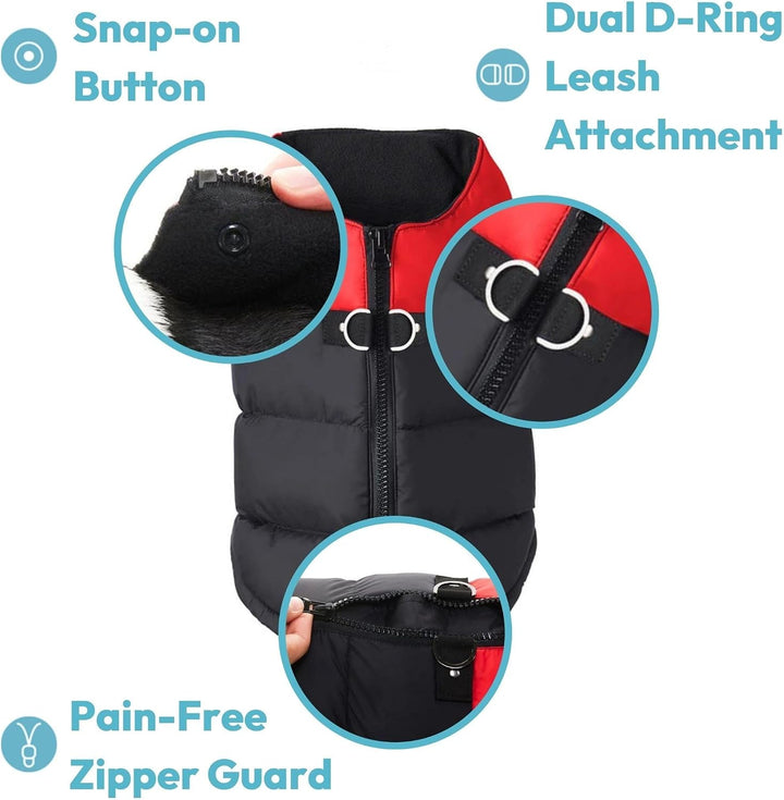 Gooby - Gepolsterte Weste, Hundejacke, Mantel, Pullover mit Reissverschluss und Leinen-Ring, blau, G