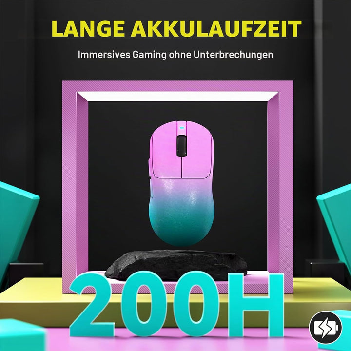 A.JAZZ AJ199 Carbonfaser-Gaming-Maus, Kabellos 2,4G/BT/USB-C Tri-Mode, Ultraleicht 55g, Optischer Pi